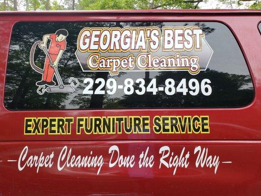 Georgiasbestcarpetcare red van with decals  Give me a call and I'll come clean your house tomorrow or I'll come when ever