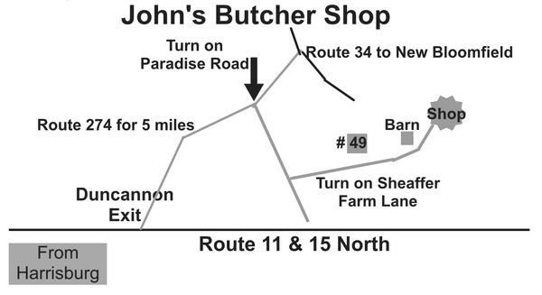 Directions/Map to John's Butcher Shop