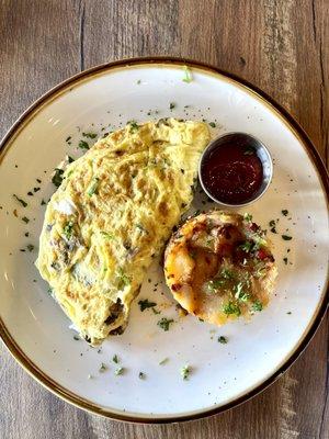 Mushroom with goat cheese omelet