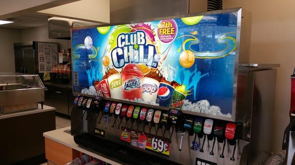 Great selection of fountain drinks and 69 cents any size! Woohoo!