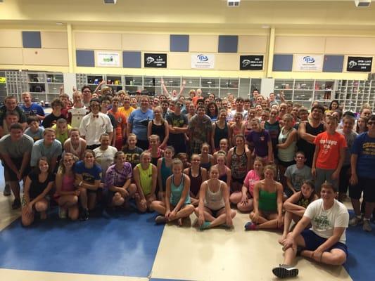 Zumba class with the High School Marching Band