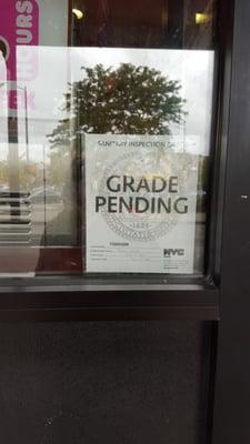 "Grade Pending" sign in window