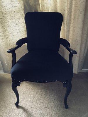 Black velvet antique chair new foam