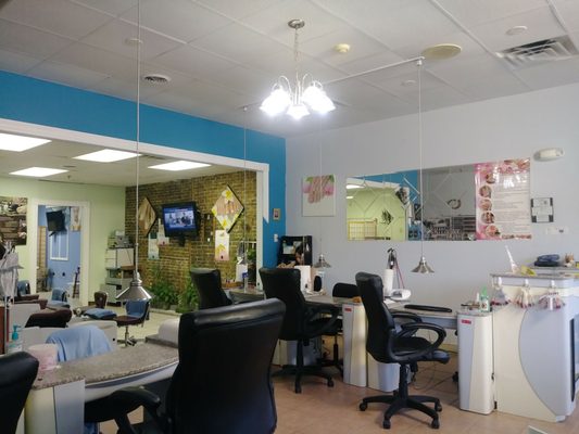 Just one angle. Doesn't show the chairs you sit in for pedicures but you get an idea of the size of the place.