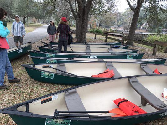 Nice canoes owned by the Sierra Club used for outings