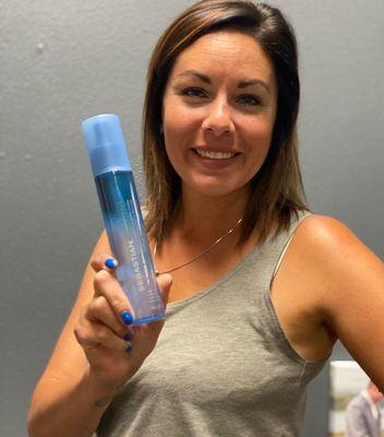 Janel's favorite product at the salon! Sebastian Trilliant Heat Protectant Spray!