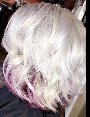 Color Block Hair ! Icy Blonde with Magenta