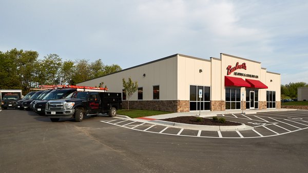 Our great logo on our building and trucks!