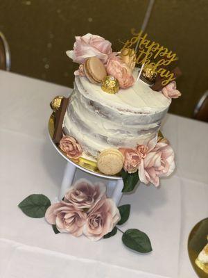 This is a cake I made that I added the macarons to! It made the cake so much more elegant and delicious looking!