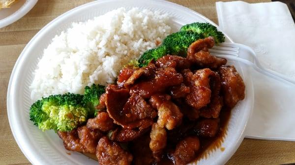 Orange chicken with real orange peels!