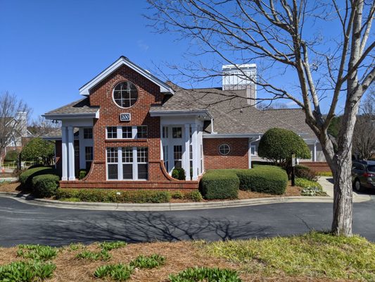 Outside the clubhouse, gym, pool, and leasing office.