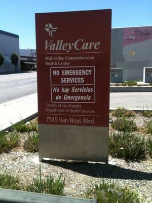 Sign in front of clinic