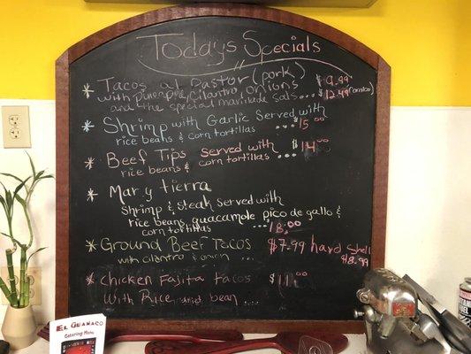 Today's specials