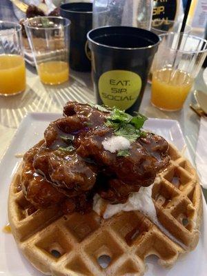 Henny chicken and waffles (special event brunch)