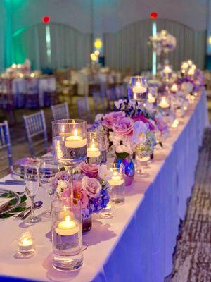 Beautiful table set-up w/ candles and vases