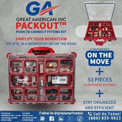 Simplify your workflow with Great American Inc. Packout Push To Connect Fitting Kit