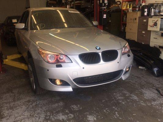 Oil change on this beautiful bmw 5 series.