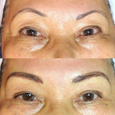 Microblading fixed old uneven tattoo eyebrows