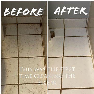 Regular deep clean of bathroom floor!