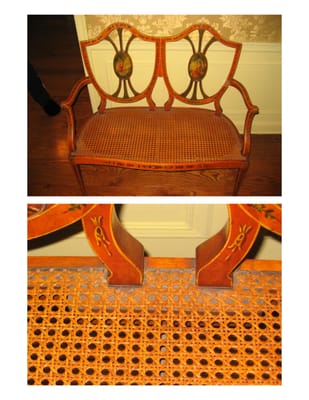 Reproduction Sheraton Style Settee - before photo