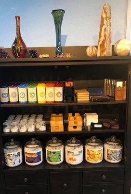 Chakra candles, choose your own bath soaks, cigar cases