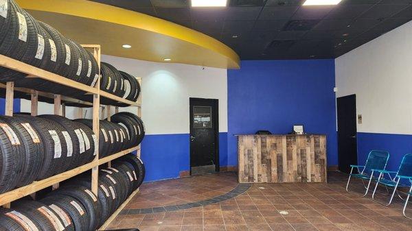 Inside ACE Tire Shop. Great selection of new tires. They also offer used tires.