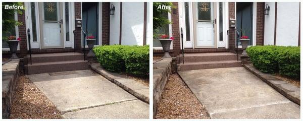 Mudjacking: Tilted the sidewalk so water would run off and not pool next to the steps.