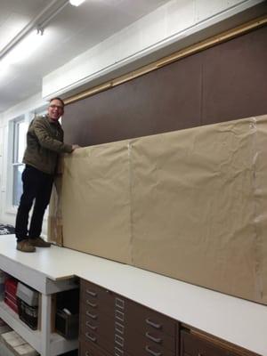 Gary helping me with an 11 ft framed piece