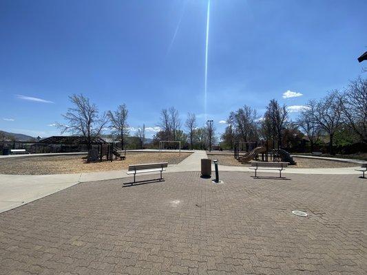 View of both playgrounds.