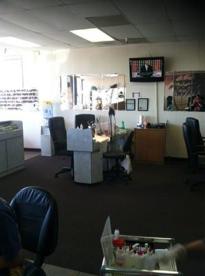 Nail station and the tv