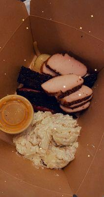 Smoked Turkey, pastrami, tater salad.