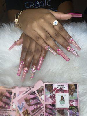 Pink acrylic nails