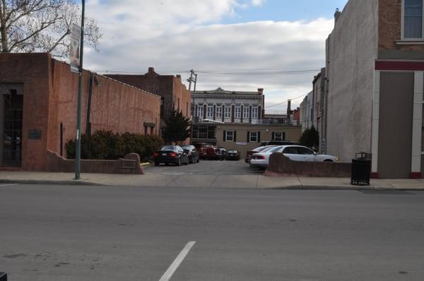 Our street view, 425 Shawnee Street is directly across from City Hall. We are the 2 story adobe building behind Visions.