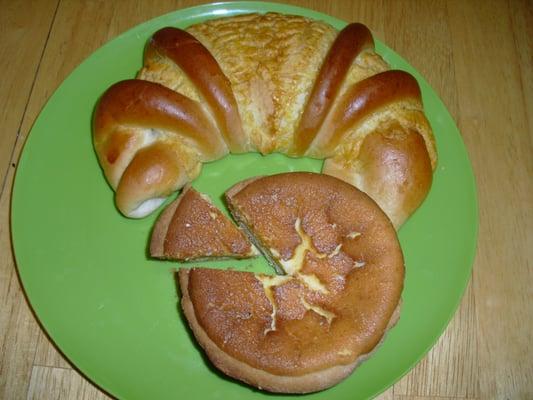 Bread Roll (75cents) and mini cheesecake ($1)