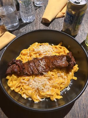 Mr Yellow Pepper Fettuccini with Tenderloin Strips