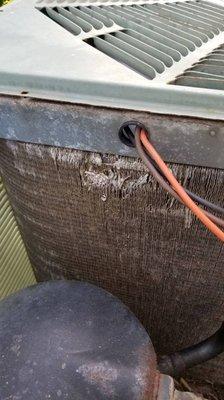 Deteriorated condensing unit coil