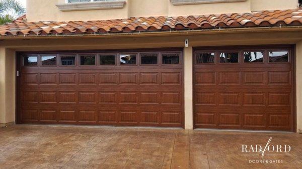 Radford Garage Door Premium Classic Collection Overhead Steel Sectional Door with Natural Embossed Wood Grain Texture and Short Panel