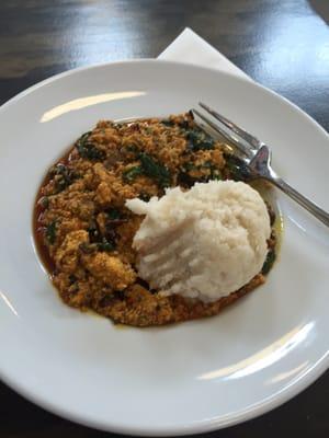 Egusi and Eba with a fork