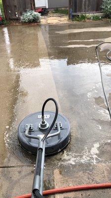 Pressure washing with our surface cleaner