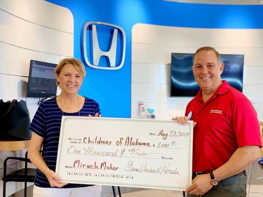 Sam Boswell Honda is proud to donate to Children's of Alabama!