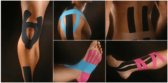 Kinesio Tape for Rehab and prevention; facilitates the body's natural healing process while providing support and stability to muscle/joint