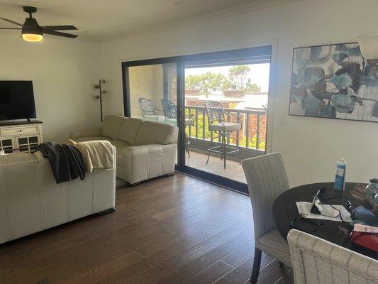 Condo at 2153 Caminito Del Barco. Living room to front deck