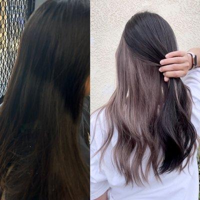 Before and after hair transformation by Kim