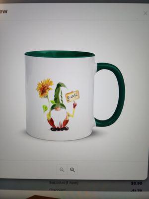 Grateful gnome artwork on coffee mug