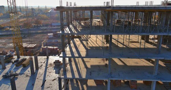 Aerial view of a construction site.