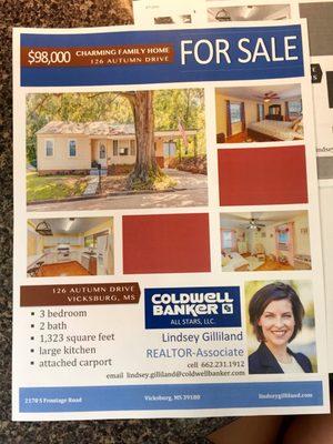 Flyers for a precious listing on Autumn Drive!