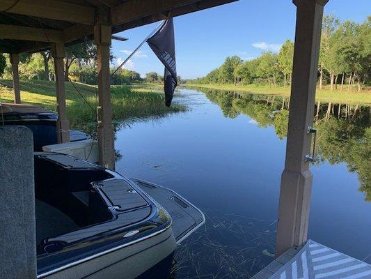 The reflection shows you how glassy the water is.