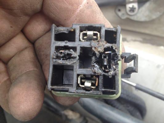 Relay connection ruined from heat resistance.