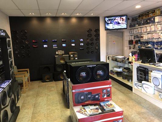 We stock name brand radios, speakers, amps, subs, etc..  Gives us a shot before you purchase no name stuff online.