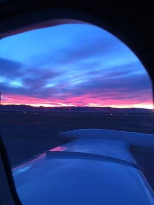 Picture of the runway during s sunrise flight!